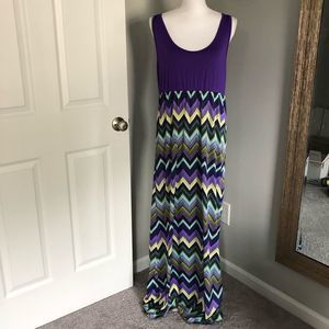 Mayah Kay Purple Chevron Print Maxi Dress